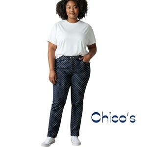 Chico’s Black White Polka Dots Pants Size 16